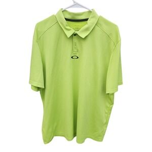 Oakley Mens XL Regular Fit Golf Polo Shirt Lime Green Mesh Short Sleeve Logo